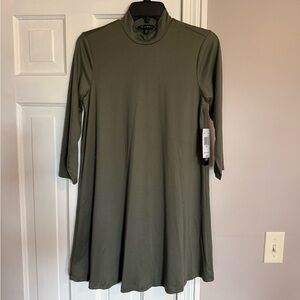 As U Wish Sage Green Turtleneck Dress